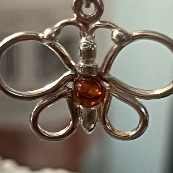 Brand new without tags. Butterfly Earrings with Amber center gemstone. - Picture 2 of 6